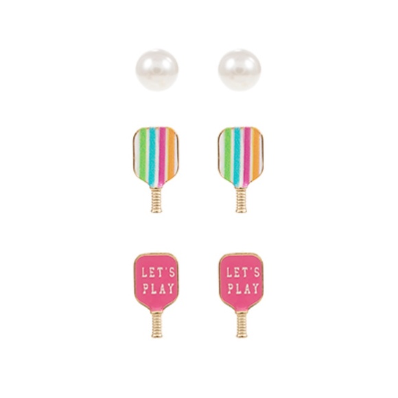 3 Pair Pickleball Paddle Earrings Set - Picture 1 of 1